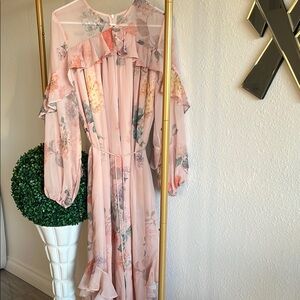 Floral Pink Sheer Dress